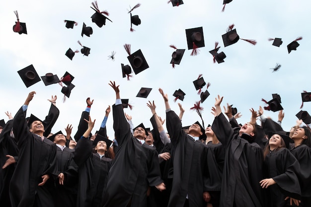 La felicità della laurea catturata