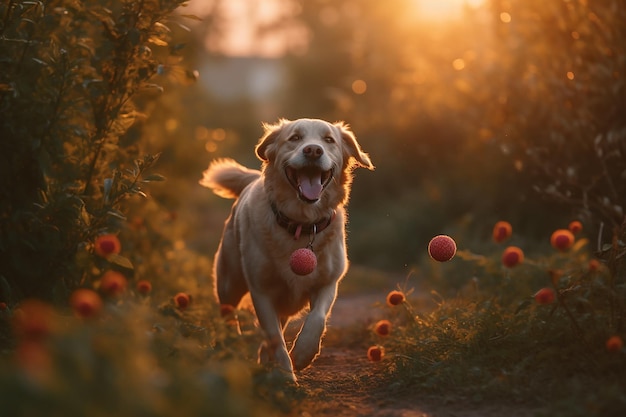 La felicità scatena il cane vivace nel parco