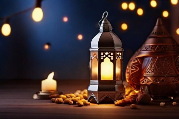 La festa musulmana del mese sacro di Ramadan Kareem con un fanale luminoso