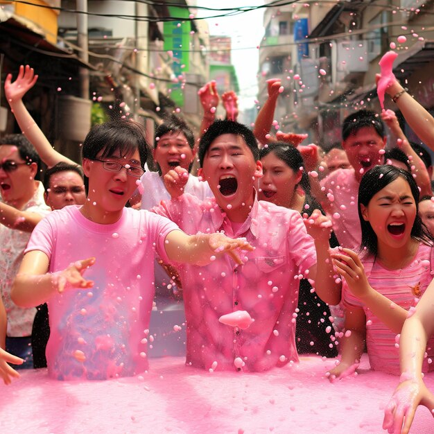 La festa thailandese del Songkran in rosa