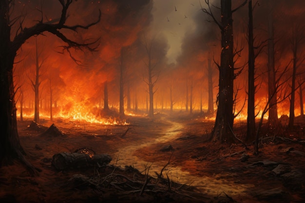 La foresta bruciata dal fuoco