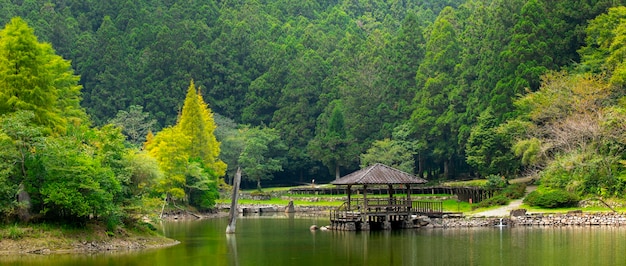 La foresta e i laghi di montagna Mingchi Yilan County Taiwan è una famosa attrazione turistica