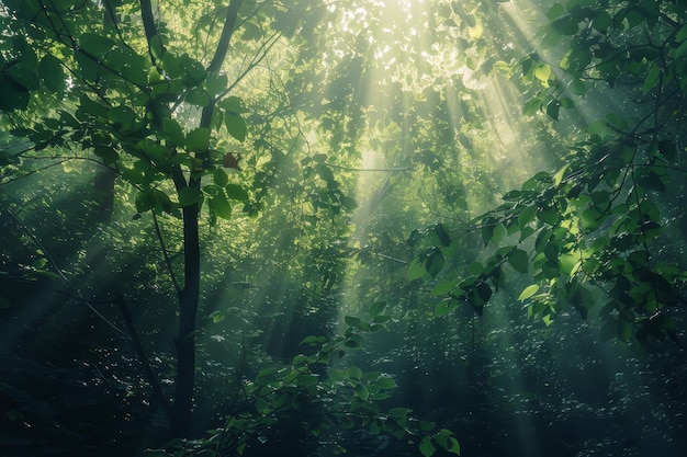 La foresta è piena di alberi e piante