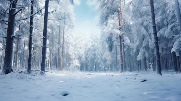 La foresta innevata d'inverno come sfondo