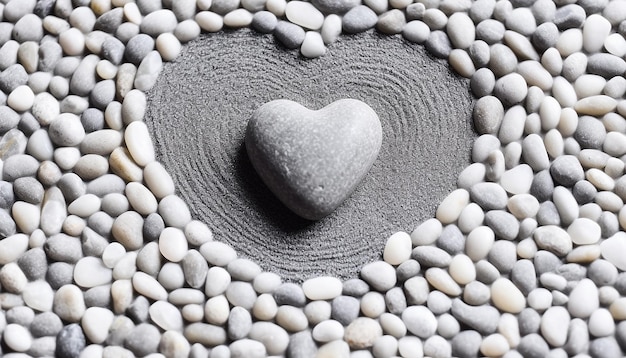 La forma del cuore di ciottoli d'amore simboleggia l'armonia e il romanticismo generati dall'AI