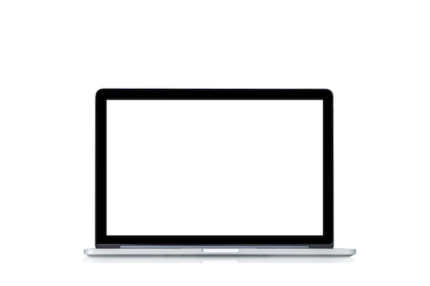 La foto del computer portatile inclina 90 gradi isolata su fondo bianco.