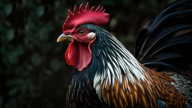 la foto del primo piano cattura la bellezza del gallo