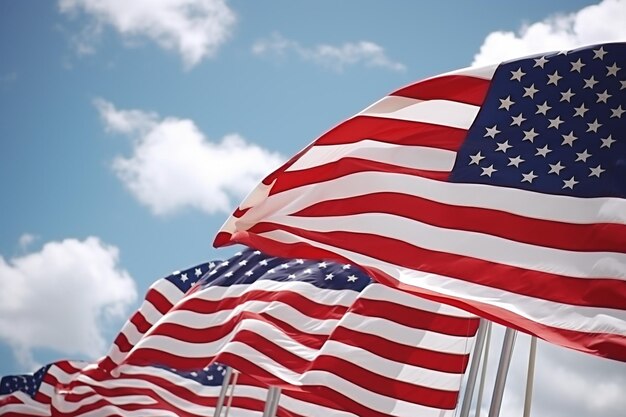 La foto della bandiera americana dello skyline simbolico