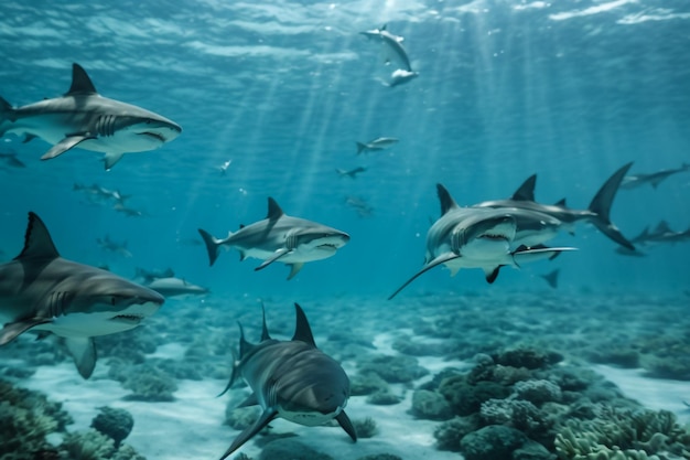 La foto mostra uno squalo delle barriere coralline caraibiche alle Bahamas