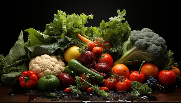 La freschezza della natura e un'alimentazione sana con verdure biologiche generate dall'intelligenza artificiale