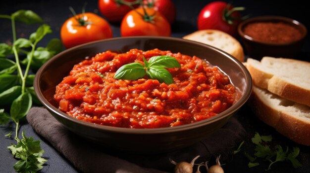 La generosa quantità di salsa di pomodoro aggiunge un'esplosione di sapore piccante arricchendo ogni boccone con il sapore dei pomodori soleggiati