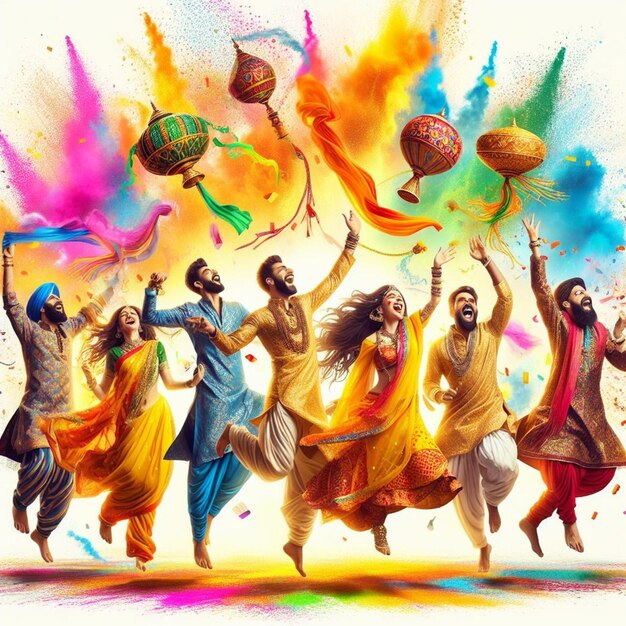 La gente balla la festa di Holi