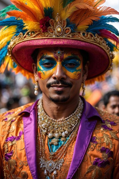 La gente del carnevale si diverte sull'erba in una festa all'aperto