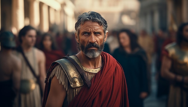 La gente dell'antica roma ritrae i romani sullo sfondo della strada