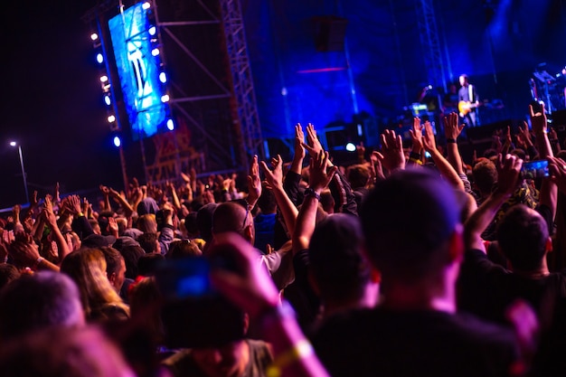 La gente per strada balla a un concerto rock