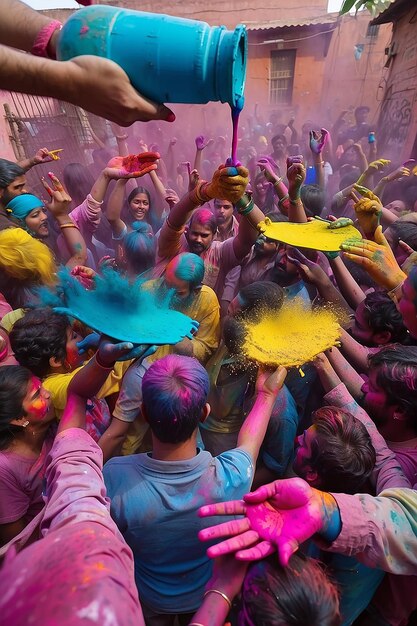 La gente vomita vernici di Holi.