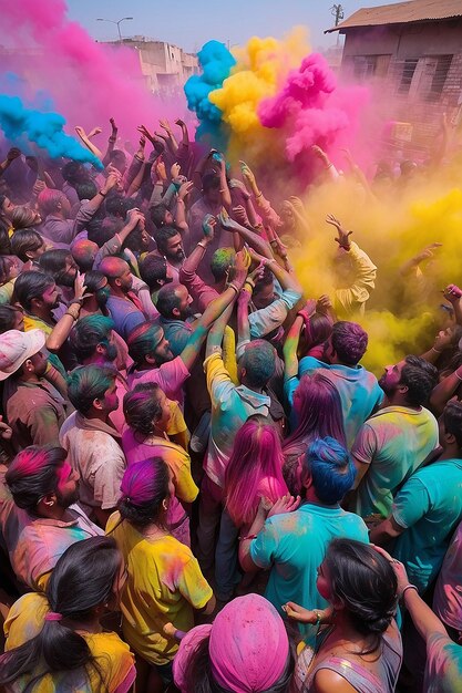 La gente vomita vernici di Holi.