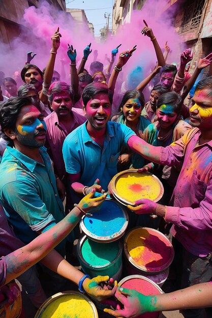 La gente vomita vernici di Holi.