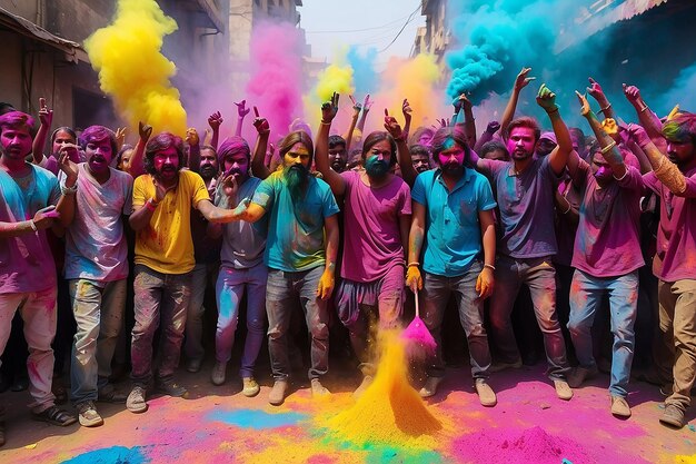 La gente vomita vernici di Holi.