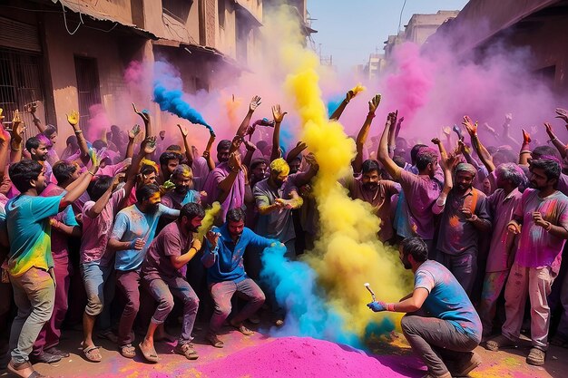 La gente vomita vernici di Holi.