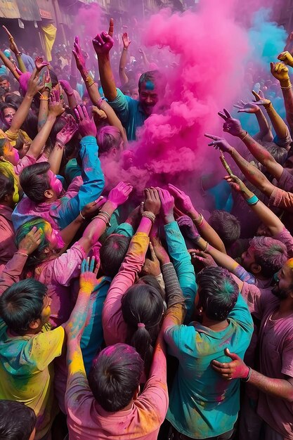 La gente vomita vernici di Holi.