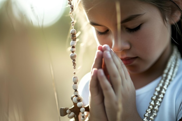 La gioia della Prima Comunione, momenti commoventi di giovani credenti in abiti bianchi che celebrano questo sacro sacramento cristiano con fede, purezza, spirito di crescita spirituale in una memorabile cerimonia in chiesa