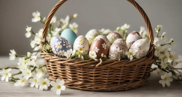 La gioia di Pasqua in un cesto tessuto