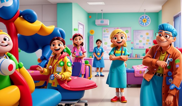 La Giornata Mondiale del Sorriso in un commovente reparto pediatrico di scena ospedaliera adornato con decorazioni colorate