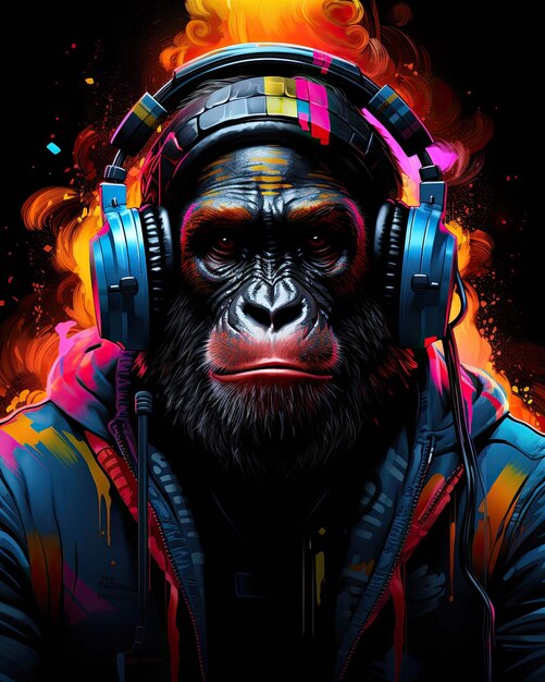 la giungla batte il viaggio musicale di un gorilla scanalato Ai Generated