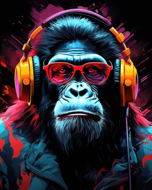 la giungla batte il viaggio musicale di un gorilla scanalato Ai Generated