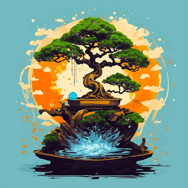 La grafica della maglietta di un albero magico generato da Ai