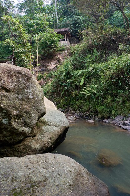 La grande roccia è nel fiume