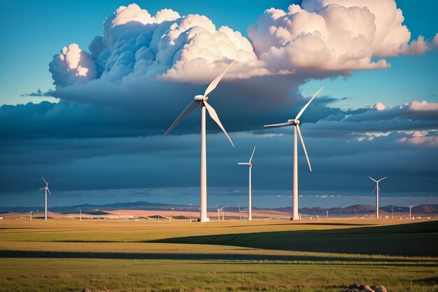 La grande turbina eolica è un nuovo modo di energia pulita e di protezione dell'ambiente