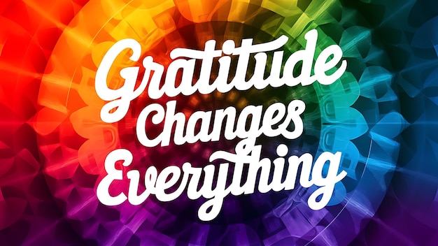 La gratitudine cambia tutto sfondo colorato T-shirt design citazione motivazionale illustrazione tipografia