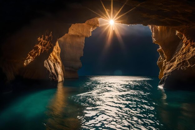 La grotta del mare di notte