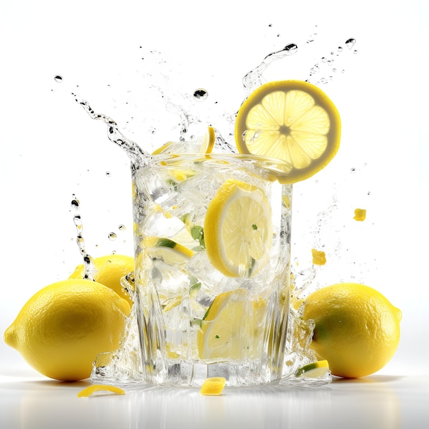 La gustosa limonata fresca e succosa con i limoni esplode