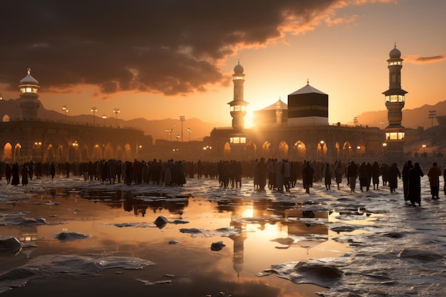 La Kaaba all'alba durante l'Hajj