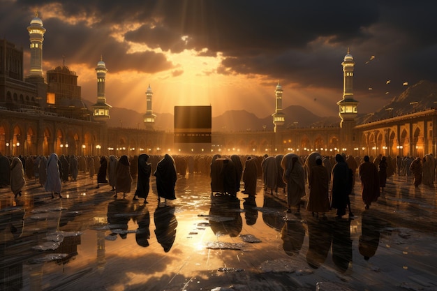 La Kaaba all'alba durante l'Hajj