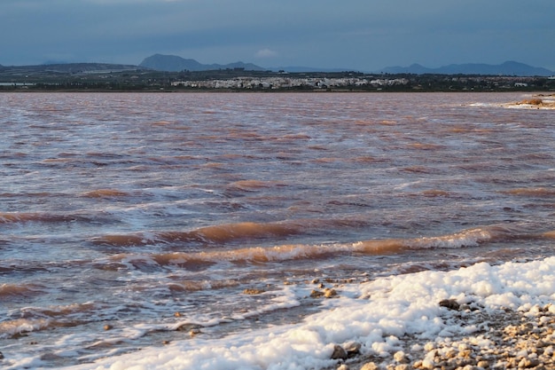 La laguna di sale rosa di Torrevieja Spagna Paesaggio invernale