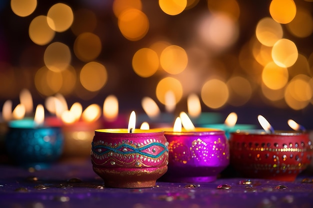 La lampada luminosa di Diwali Diya, la festa spirituale indiana della luce