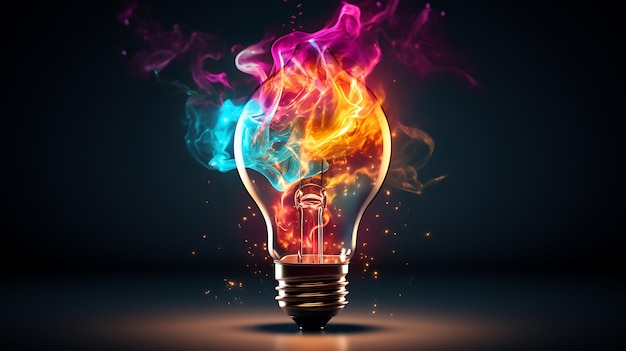 La lampadina creativa esplode con vernice colorata