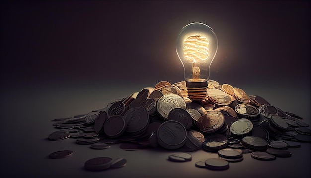 La lampadina e la pila di monete copiano lo spazio con la tecnologia generativa AI