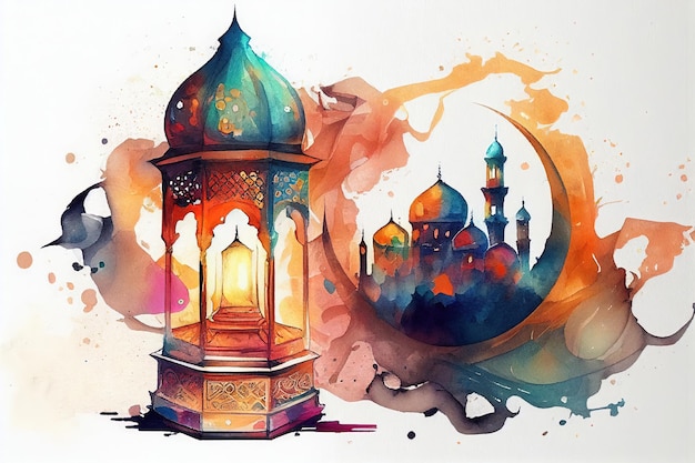 La lanterna variopinta del ramadan ai ha generato l'illustrazione