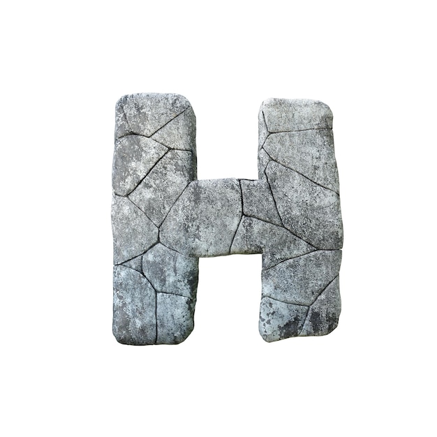 La lettera h ha incrinato il rendering del carattere d della roccia della pietra del grunge