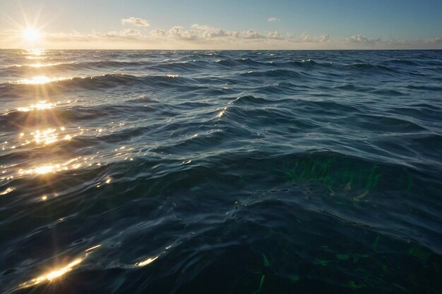 La luce del sole che si riflette su un oceano tranquillo