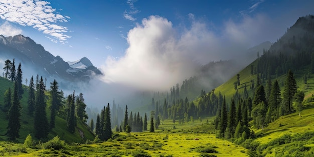 La luce mattutina migliora la bellezza di un'alta montagna nel paesaggio naturale