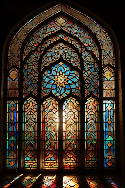 La luce risplende attraverso la finestra nell'interno della moschea islamica