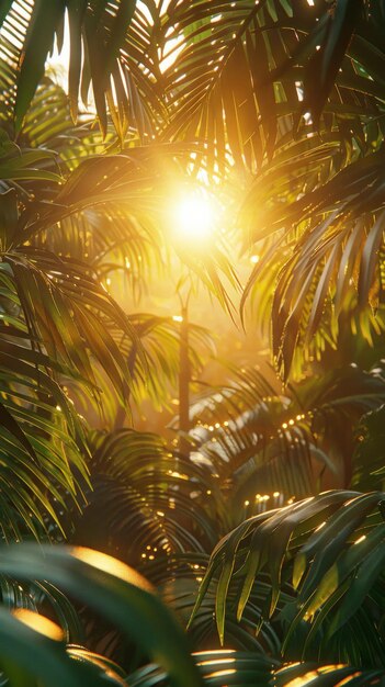 La luce solare filtra attraverso le foglie verdi della palma