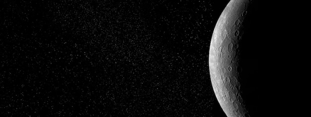La luna della Terra che brilla sullo spazio nero, sfondo stella. è un corpo astronomico che orbita intorno al pianeta Terra. L'unico satellite naturale permanente della Terra. Elementi di questa immagine fornita dalla NASA. Illustrazione 3D