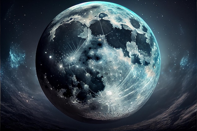 La luna la luna piena sullo sfondo dell'universo